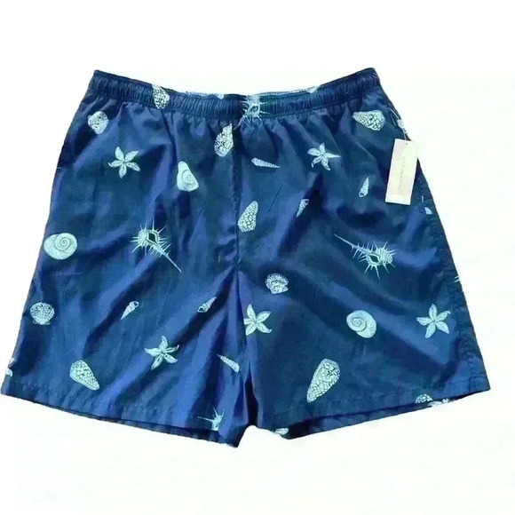 Alex Cannon Seashell Navy & Light Blue Men's Swim Trunks with Pockets. Size  XXL - Picture 1 of 10